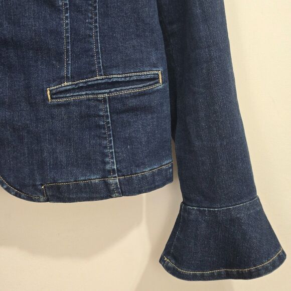 LRL Ralph Lauren Jeans Co Womens Sz 12 Denim Jacket Bell Sleeves Peplum Stretch - Picture 3 of 10